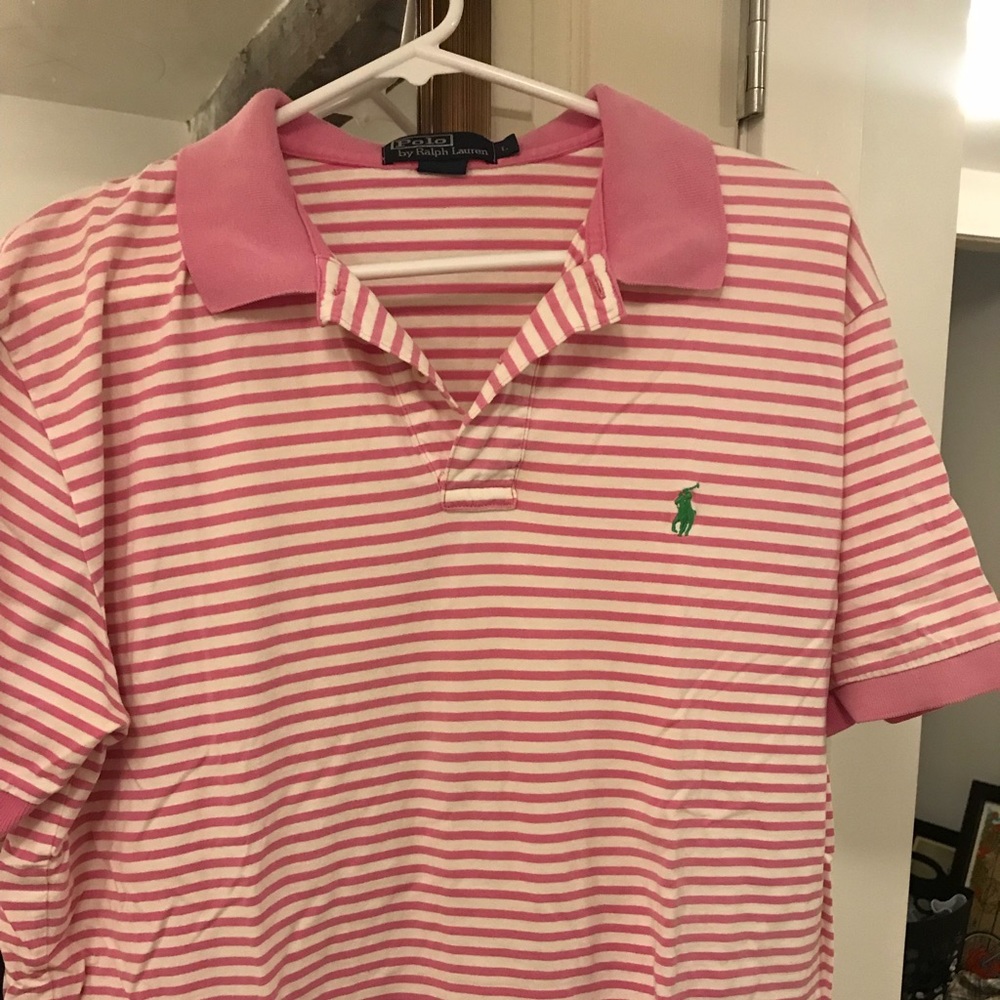Ralph Lauren Large Pink & White Striped Polo